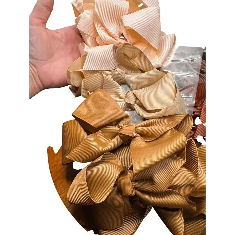 NWT Set of 12 Neutral Colored Claw Hair Bows(5ish Inches Each)